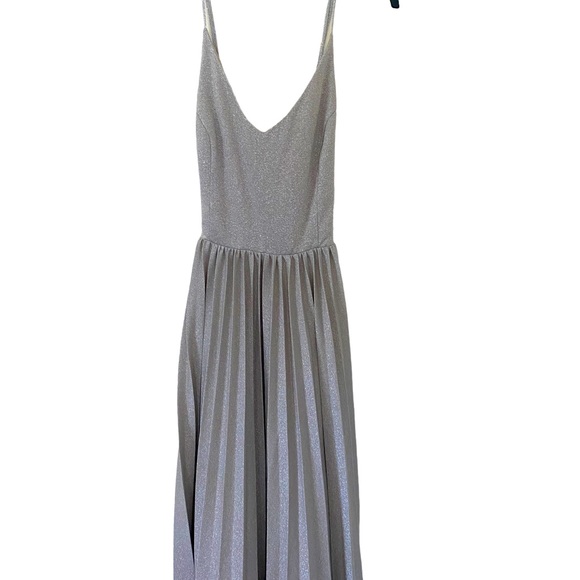 SOLD Elevenses Anthropologie Silver Shimmer Luna Dress Size 12 Strapp - Picture 3 of 6